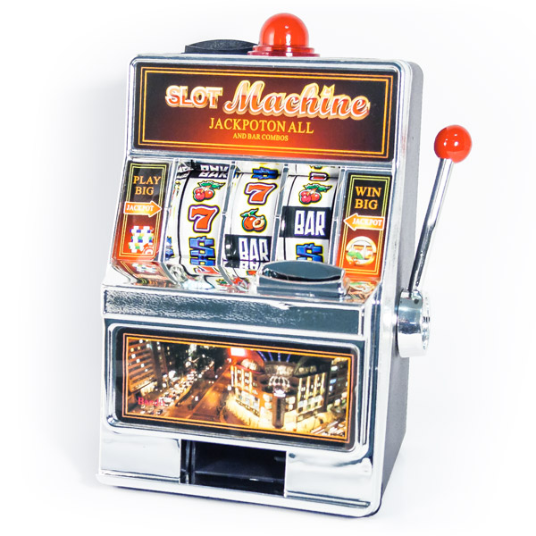 Salvadanaio A Forma Di Slot Machine Con Luci E Musica – 33x29.5x42cm, A Pile, In Plastica Resistente, Nero/rosso/argento